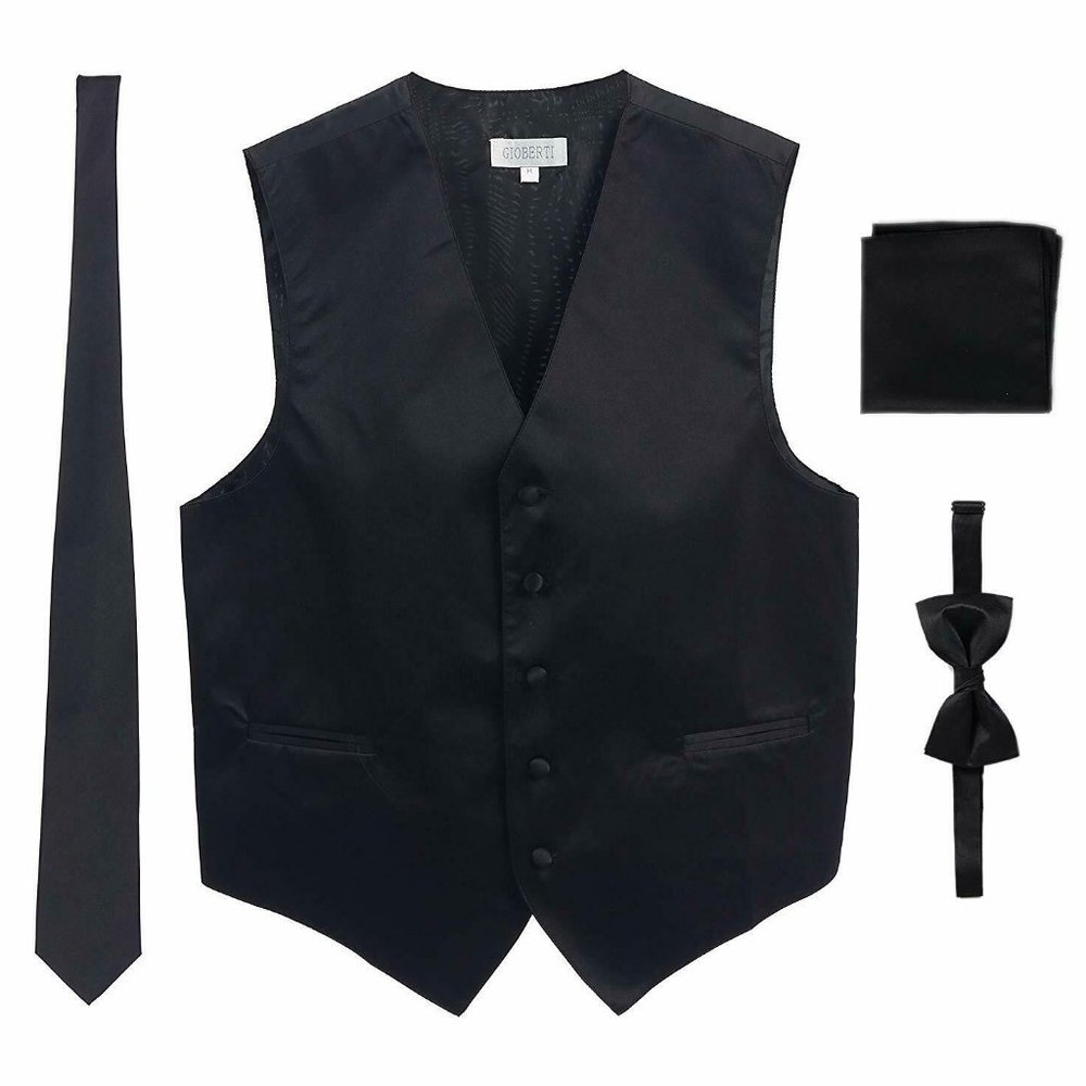Gioberti Men's Vest,Necktie/Bowtie & Pocket Square